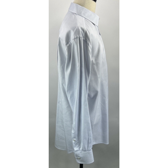 David Donahue Horizontal Dress Shirt Button Up Long Sleeve Size 18 Trim - 34/35 - Picture 4 of 13
